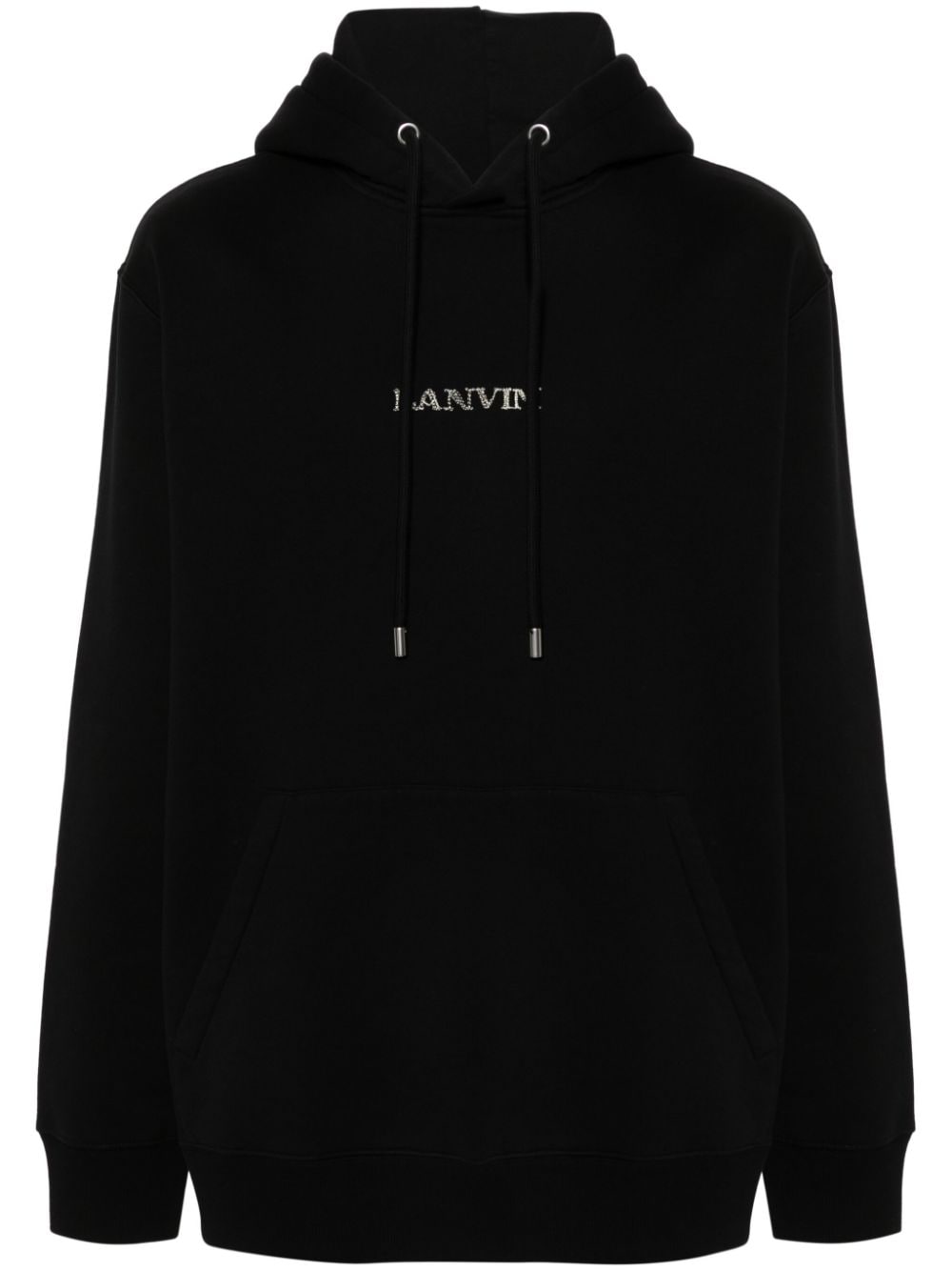 Lanvin logo-embroidered cotton hoodie - Black von Lanvin