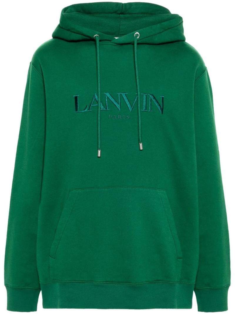 Lanvin logo-embroidered cotton hoodie - Green von Lanvin