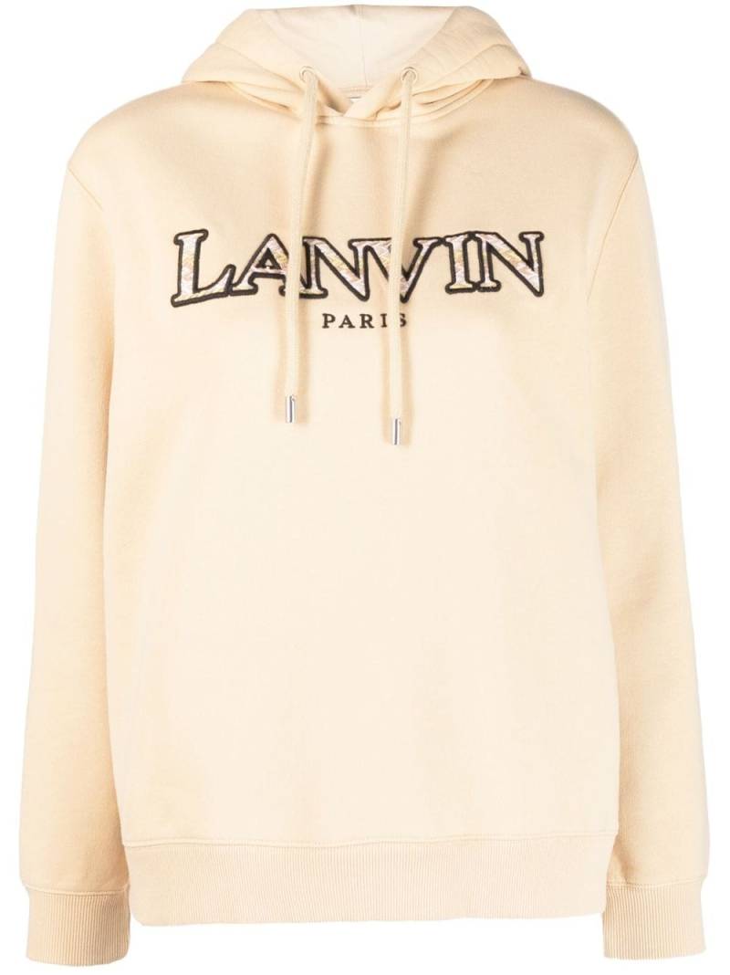 Lanvin logo-embroidered cotton hoodie - Neutrals von Lanvin