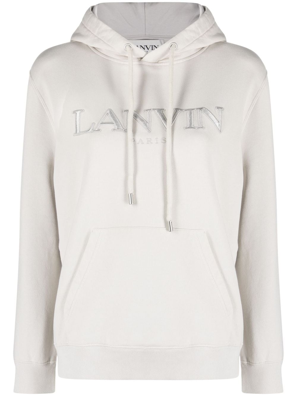 Lanvin logo-embroidered cotton hoodie - Neutrals von Lanvin