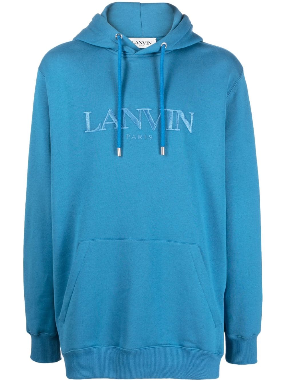 Lanvin logo-embroidered fleece hoodie - Blue von Lanvin