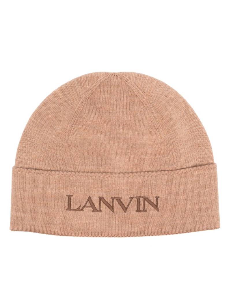 Lanvin logo-embroidered wool beanie - Brown von Lanvin