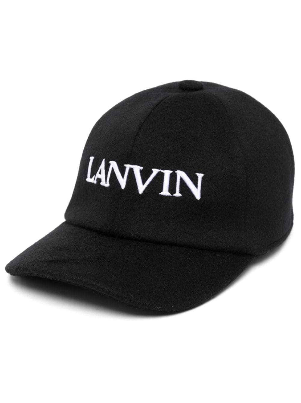 Lanvin logo-embroidered wool-blend cap - Black von Lanvin