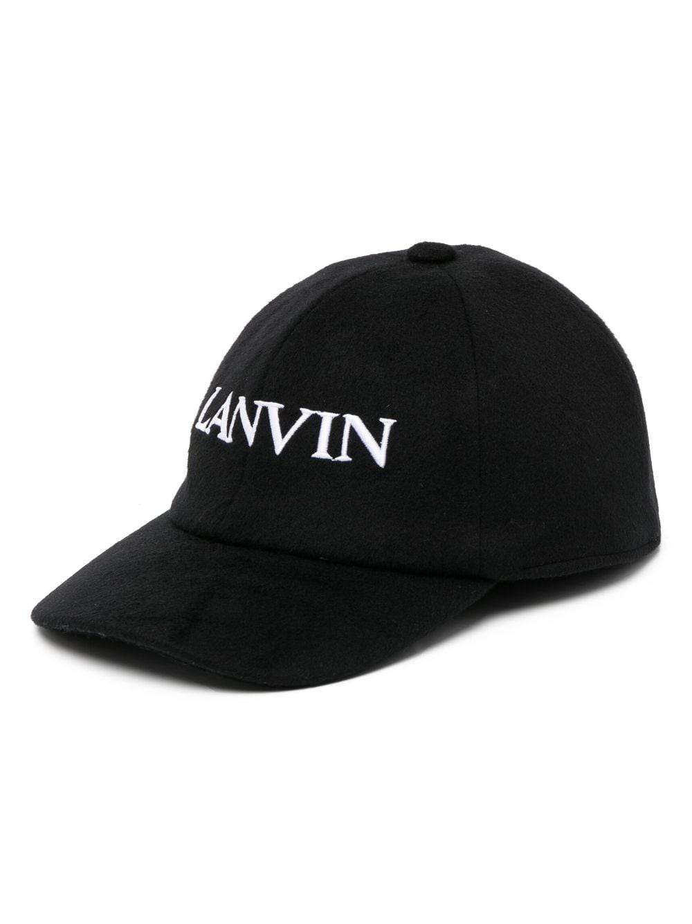 Lanvin logo-embroidered wool-cashmere cap - Black von Lanvin
