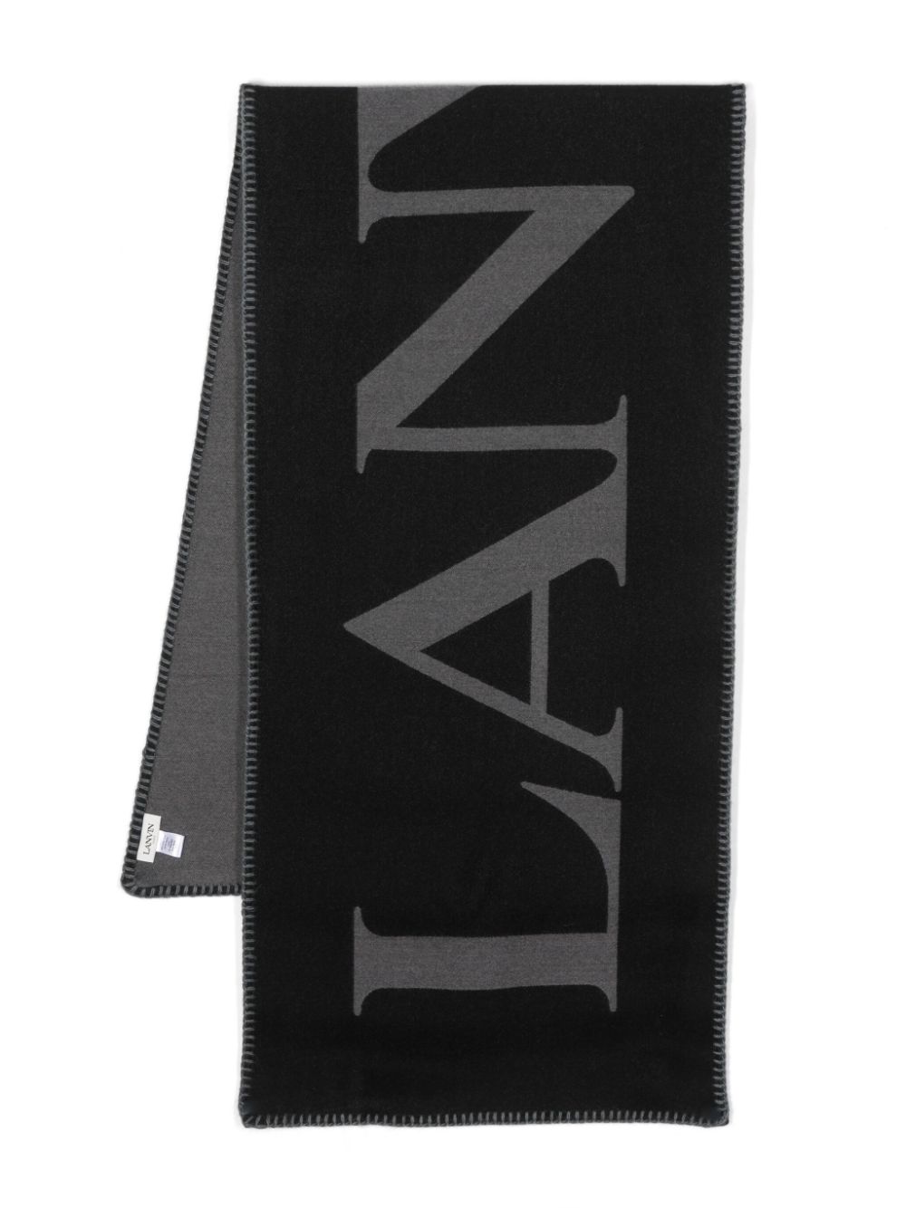 Lanvin logo-intarsia knitted scarf - Black von Lanvin