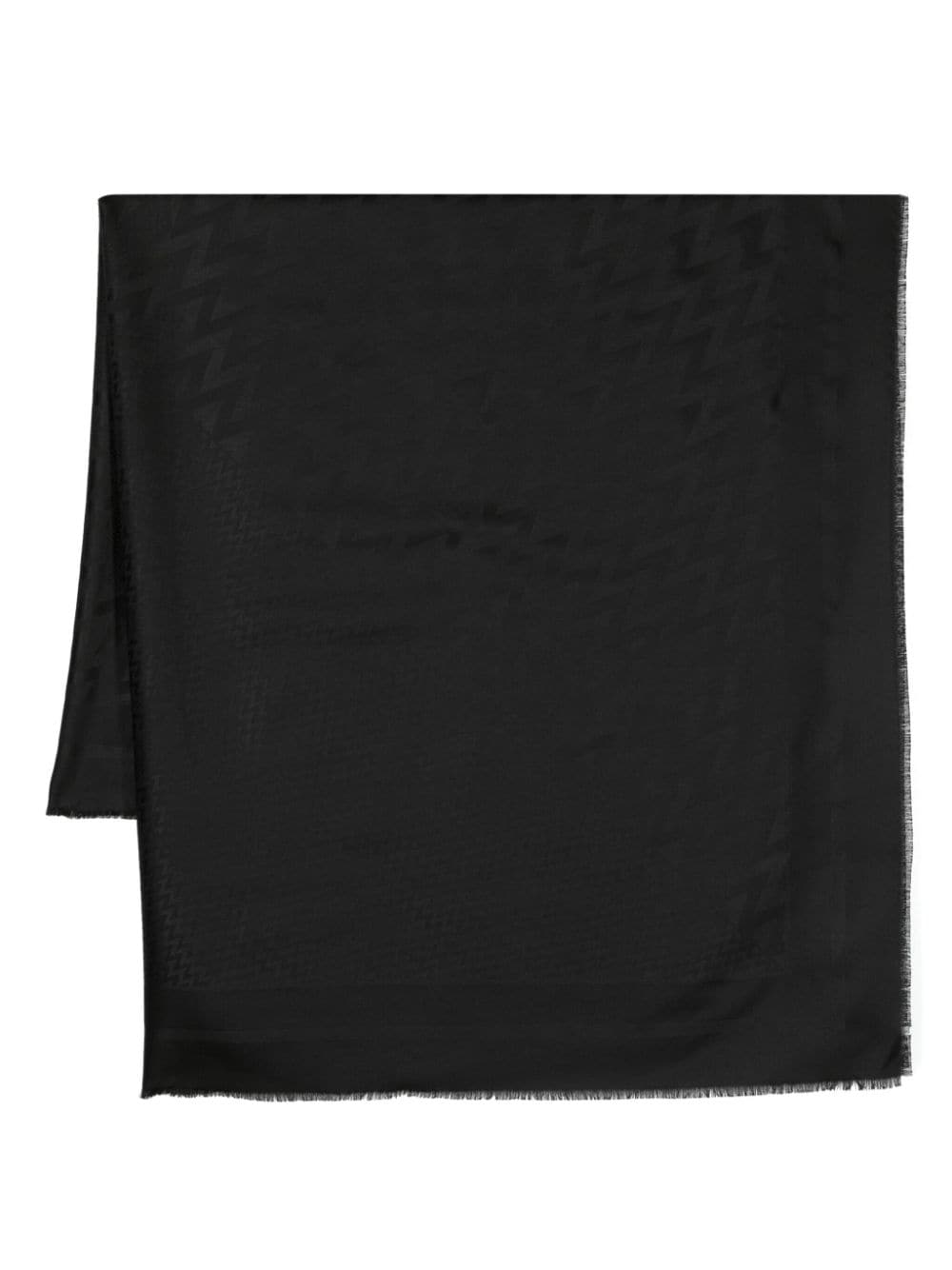 Lanvin logo-jacquard frayed-edge scarf - Black von Lanvin