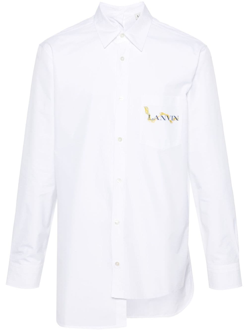 Lanvin logo-print asymmetric shirt - White von Lanvin