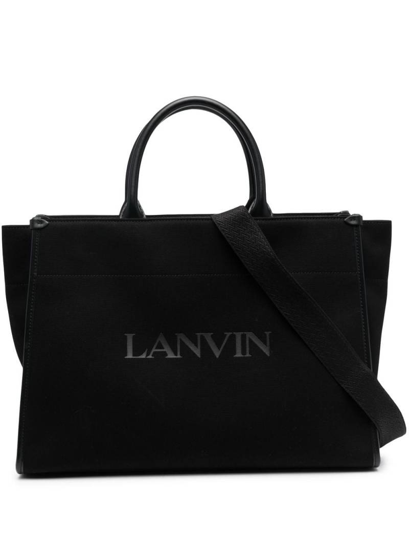 Lanvin logo-print leather tote bag - Black von Lanvin