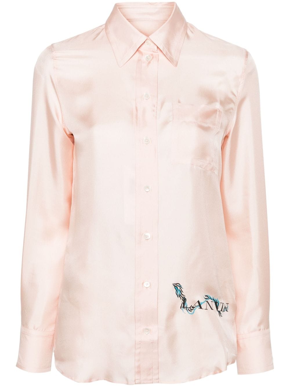 Lanvin logo-print silk shirt - Pink von Lanvin