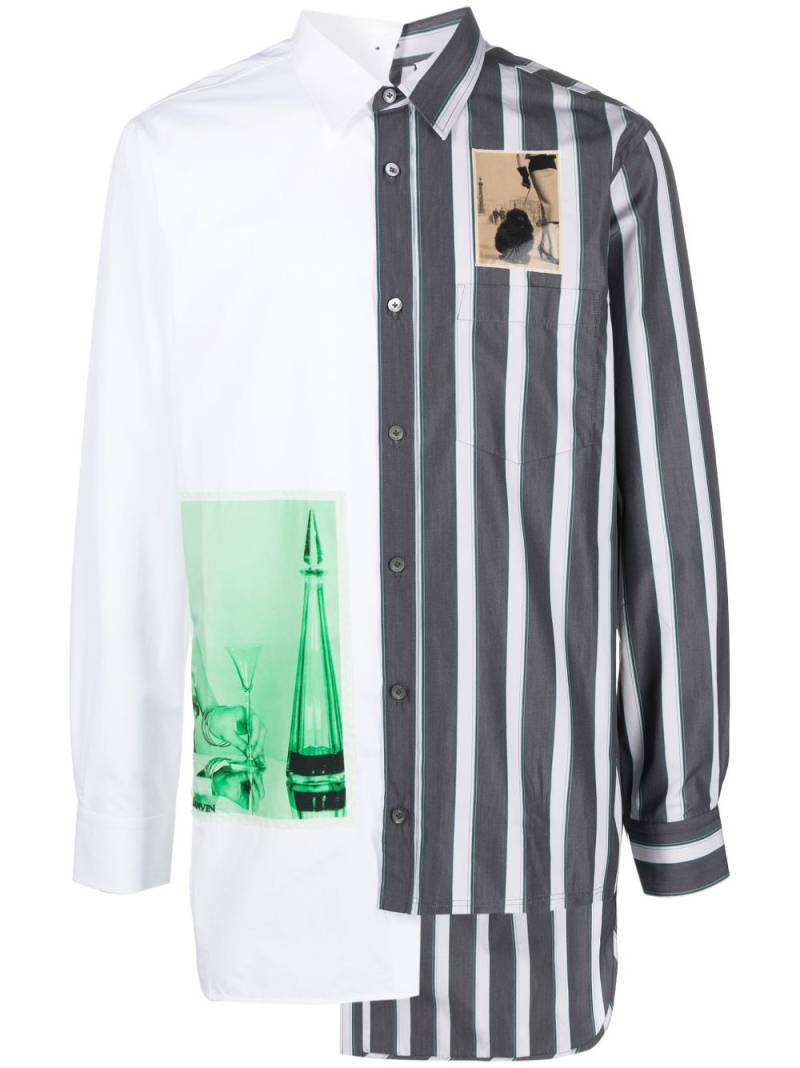 Lanvin mix-print asymmetric cotton shirt - White von Lanvin