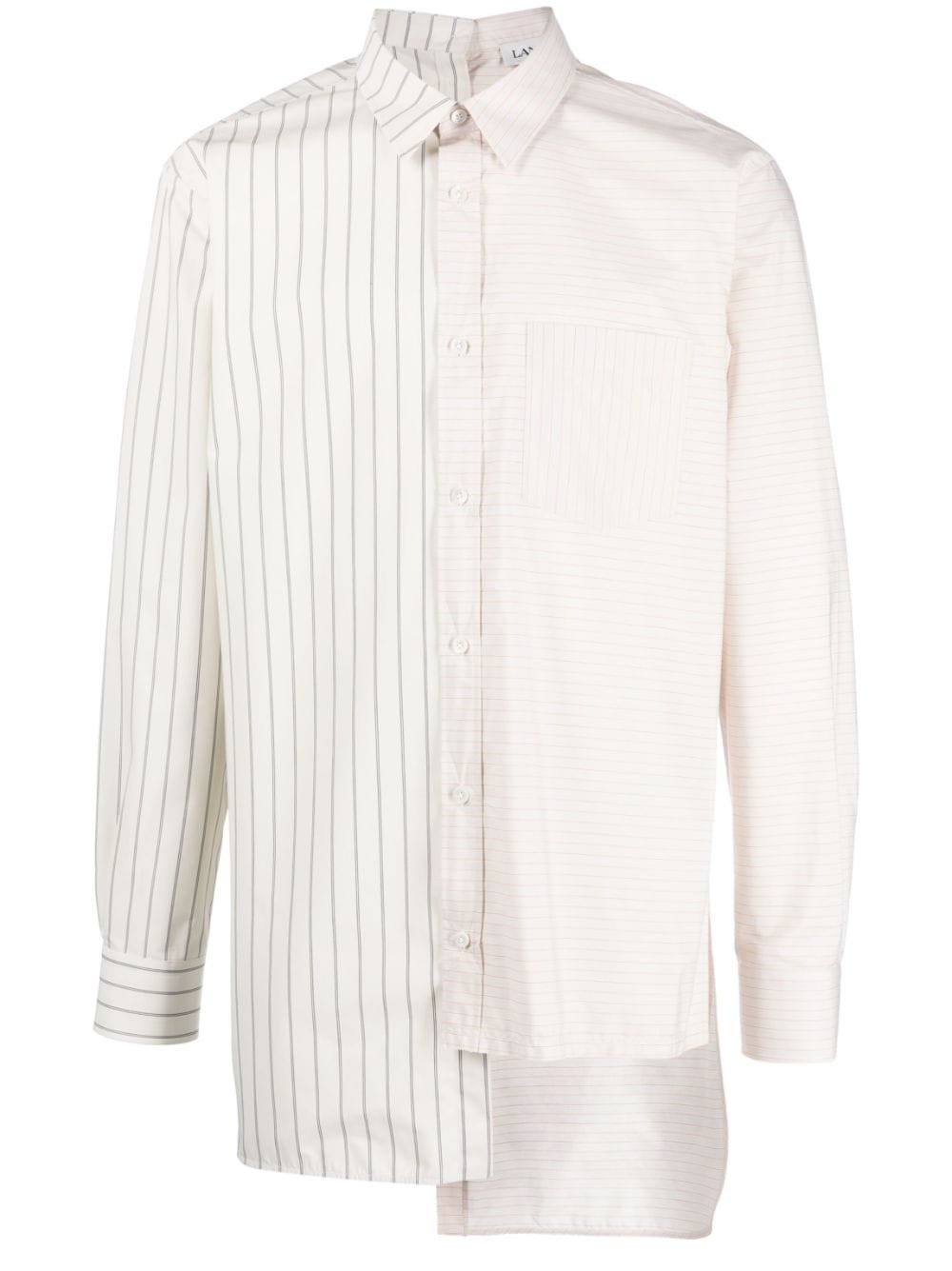 Lanvin mix-stripe asymmetric shirt - Neutrals von Lanvin