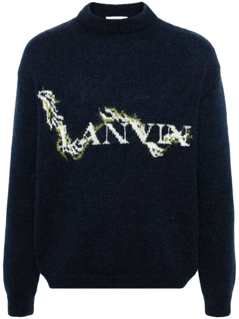 Lanvin mock-neck logo-jacquard jumper - Blue von Lanvin