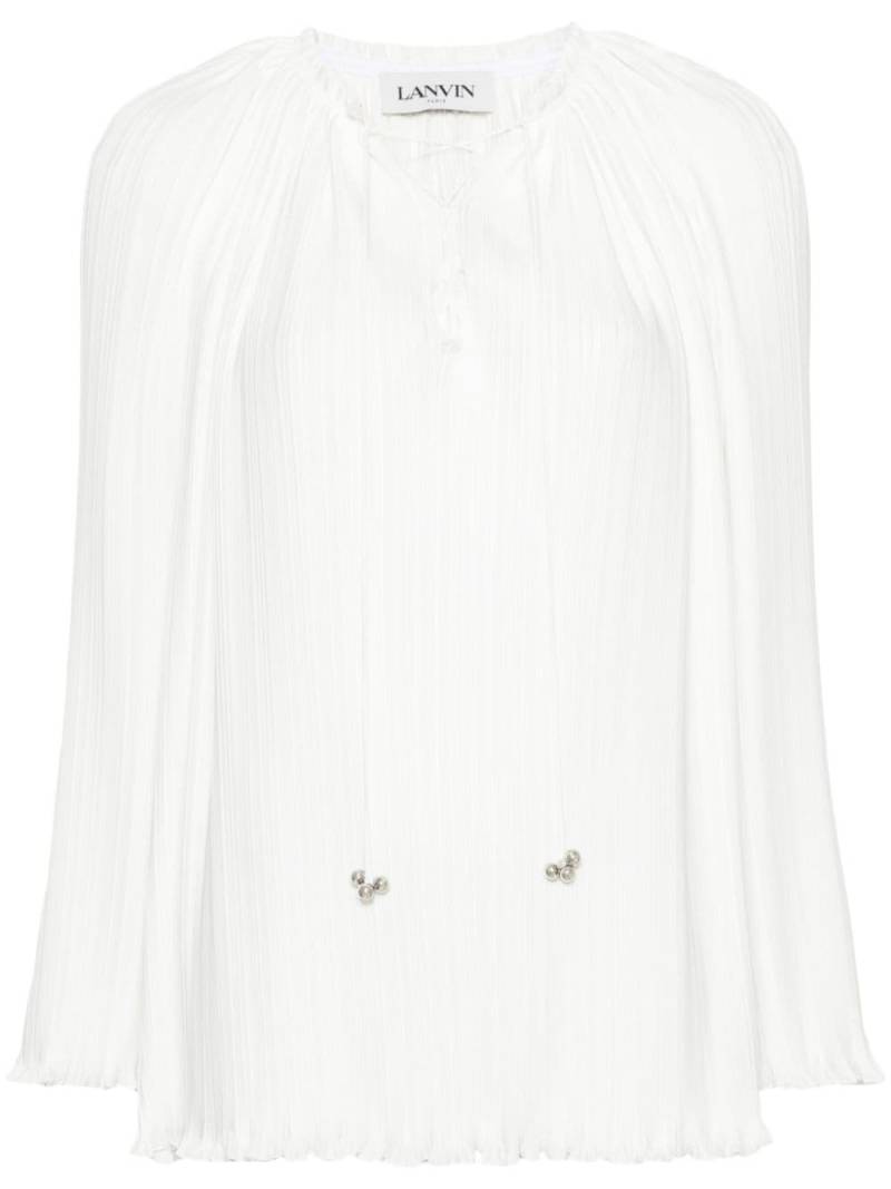 Lanvin plissé lace-up blouse - White von Lanvin