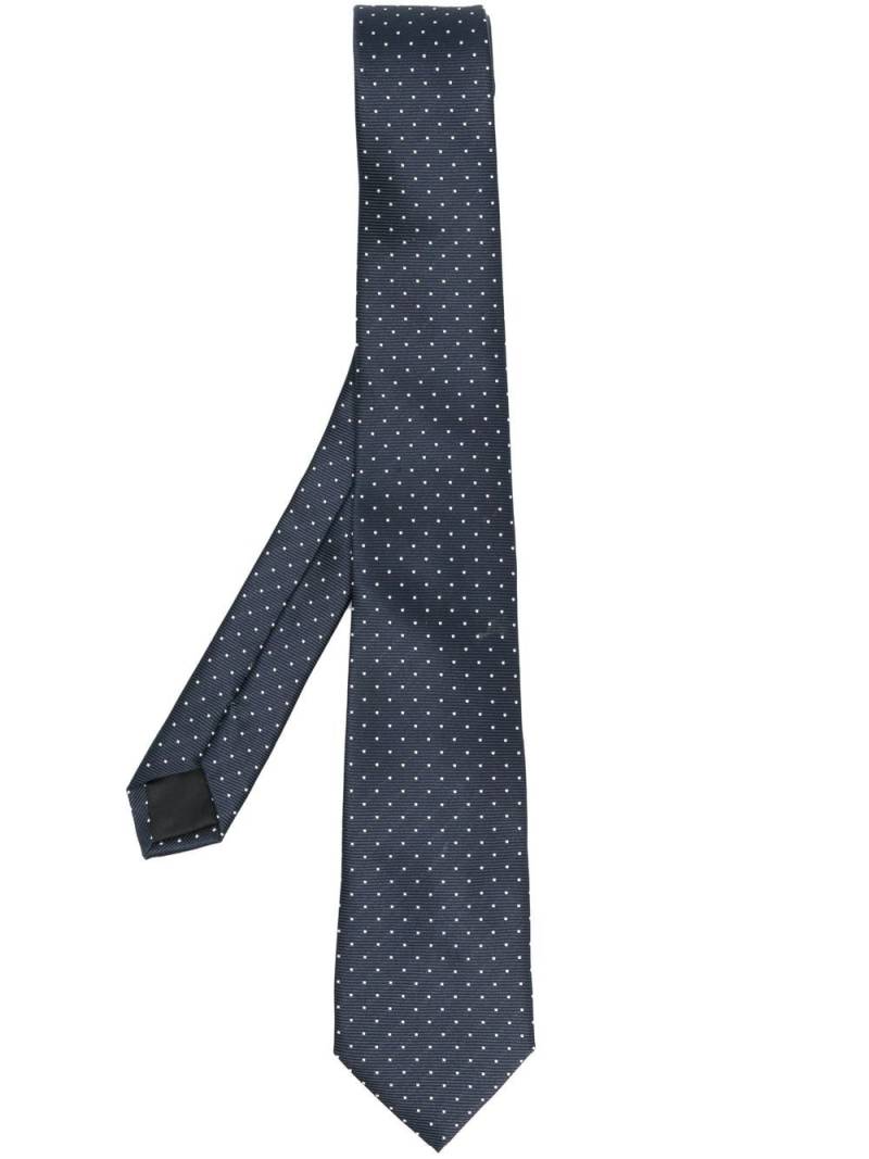 Lanvin polka dot embroidered silk tie - Blue von Lanvin