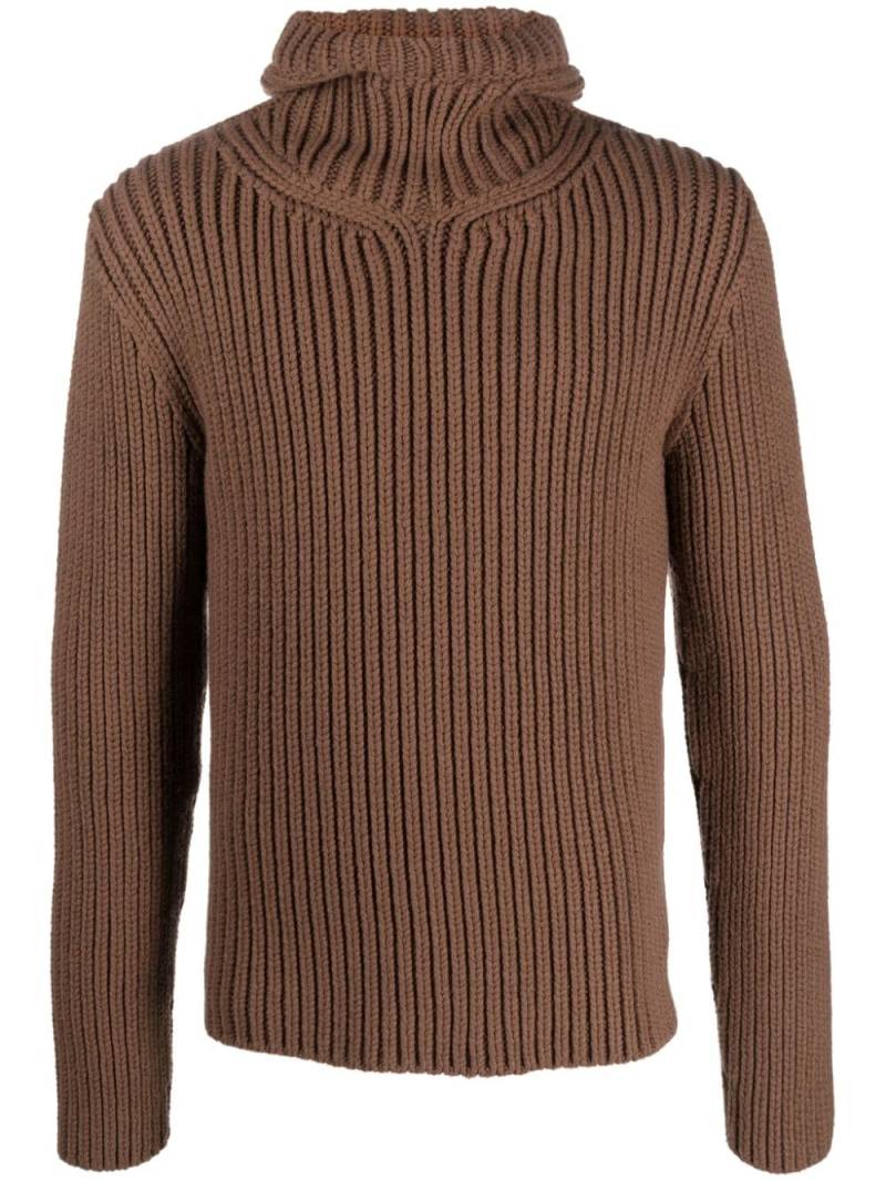 Lanvin ribbed-knit hooded jumper - Brown von Lanvin