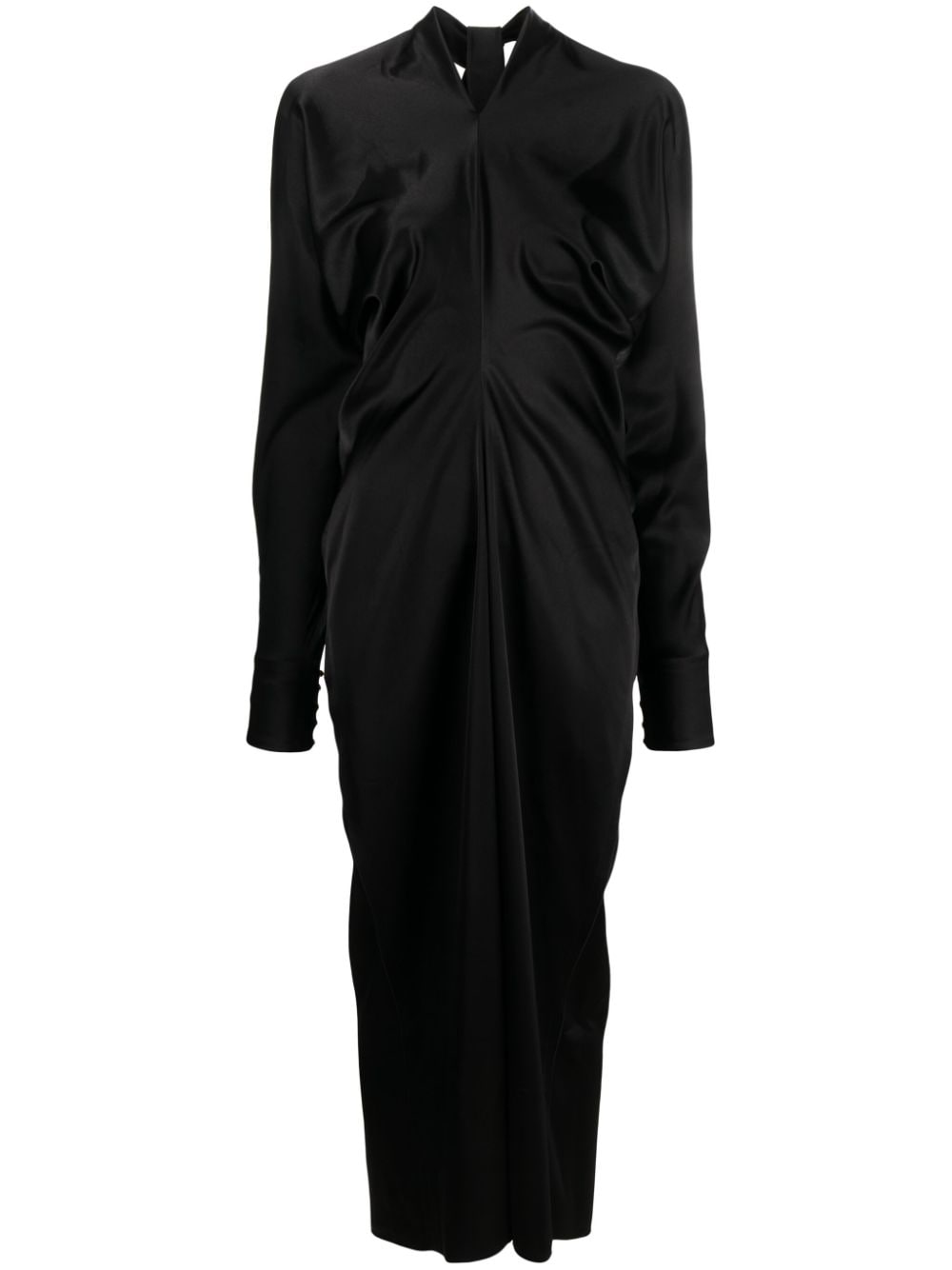 Lanvin satin draped midi dress - Black von Lanvin