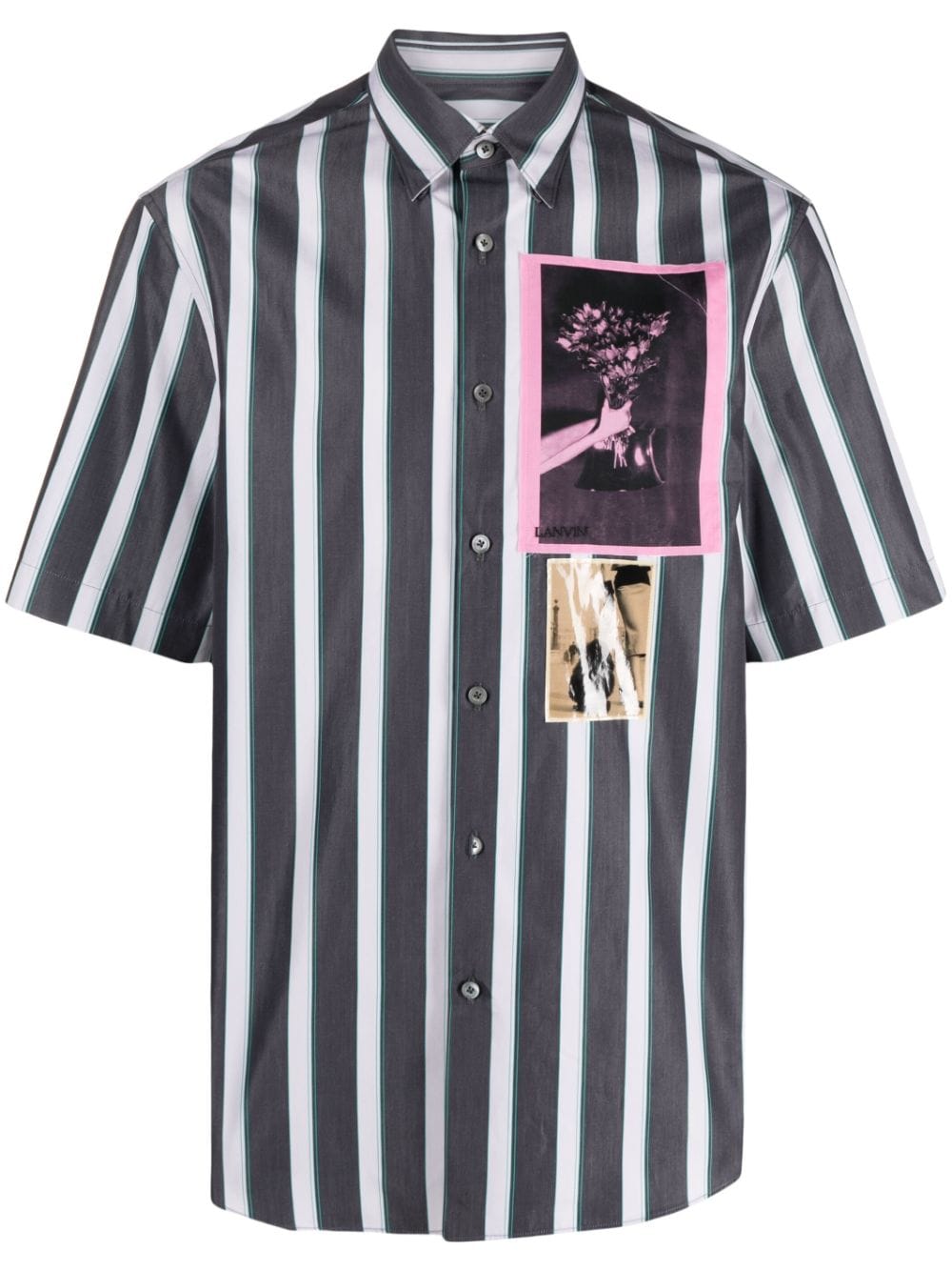 Lanvin stripe-pattern cotton shirt - Grey von Lanvin