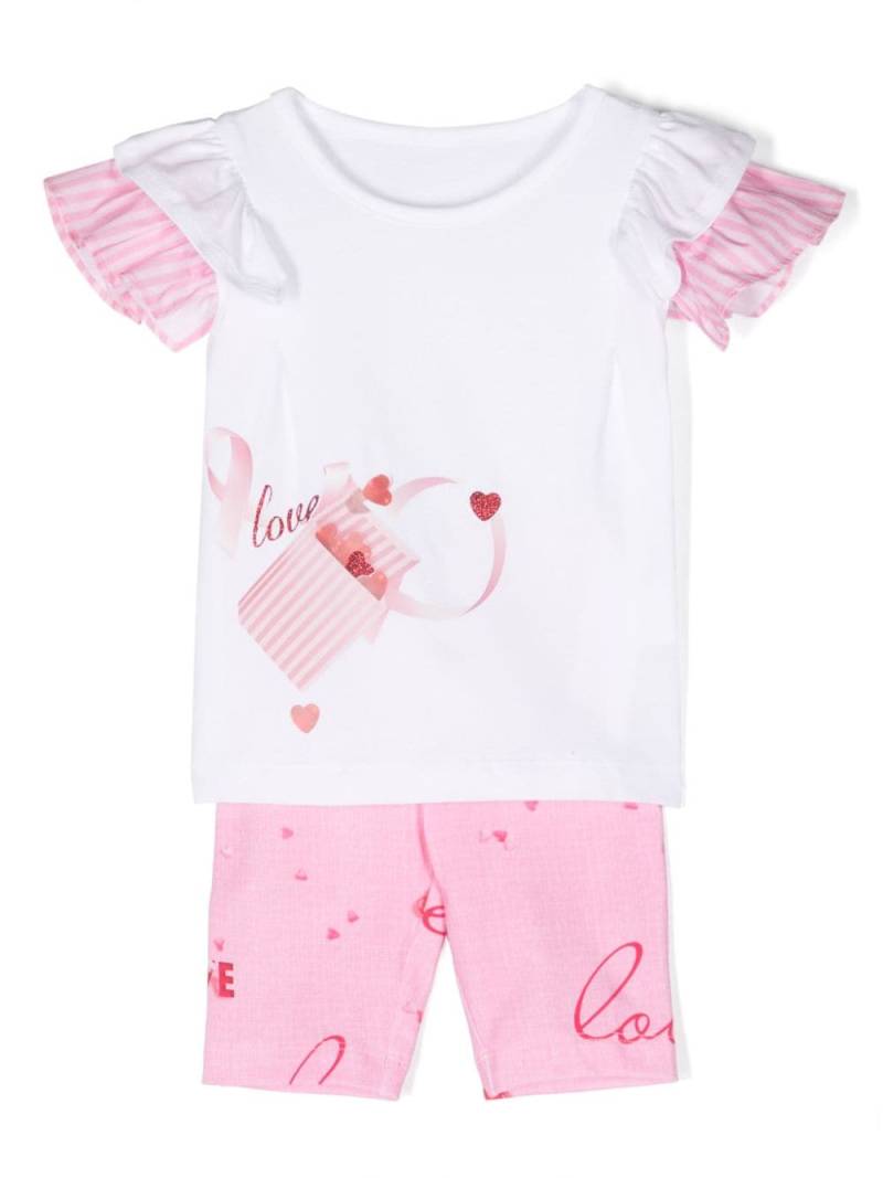 Lapin House Love-print cotton shorts set - Pink von Lapin House