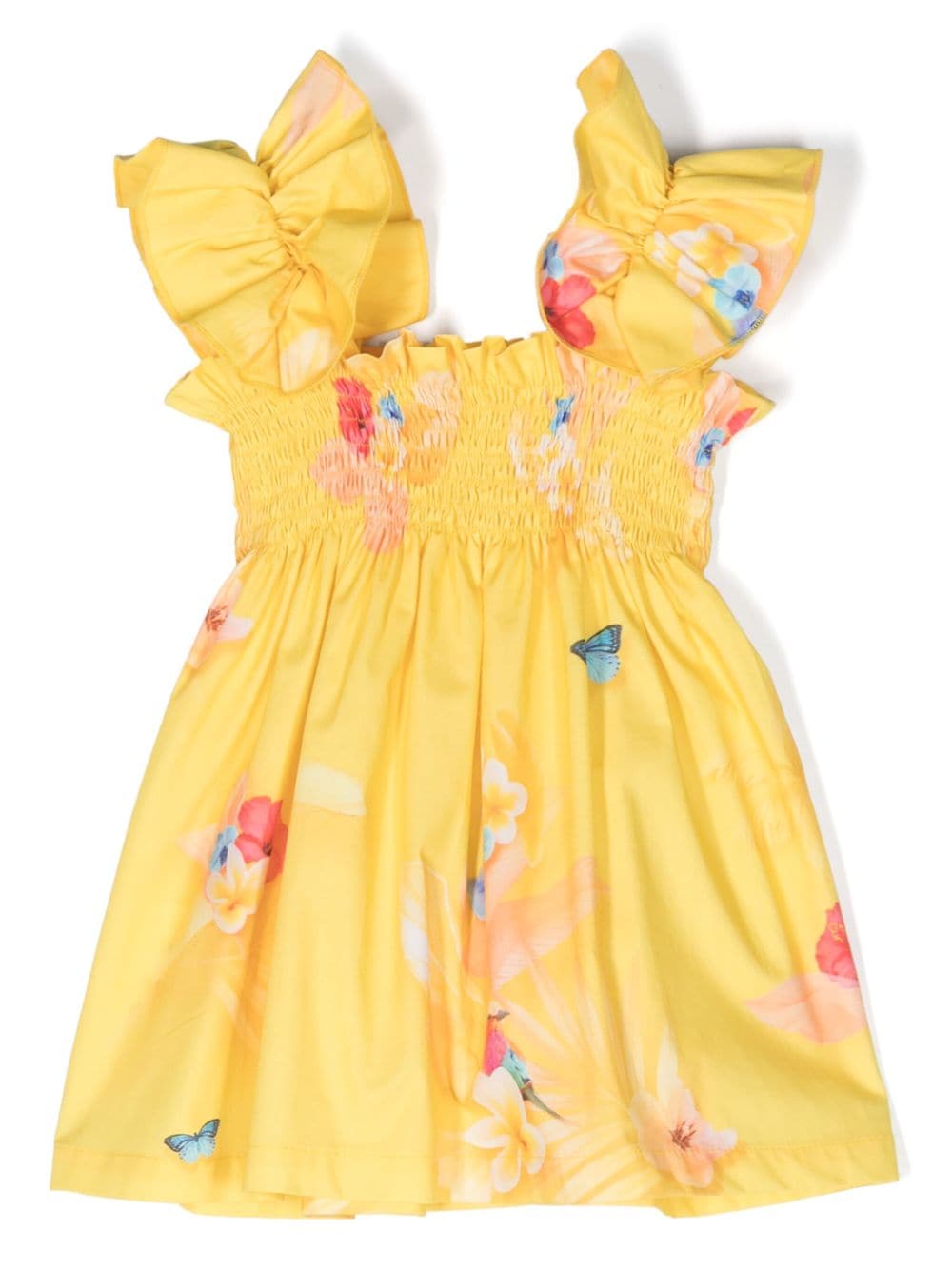 Lapin House butterfly-print panelled dress - Yellow von Lapin House