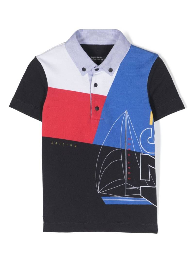 Lapin House colour-block piqué-weave polo shirt - Blue von Lapin House