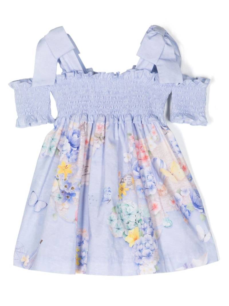 Lapin House floral-print shirred dress - Blue von Lapin House