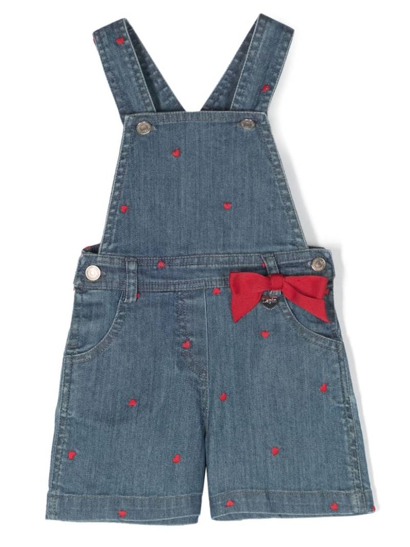 Lapin House heart-embroidered denim dungarees - Blue von Lapin House