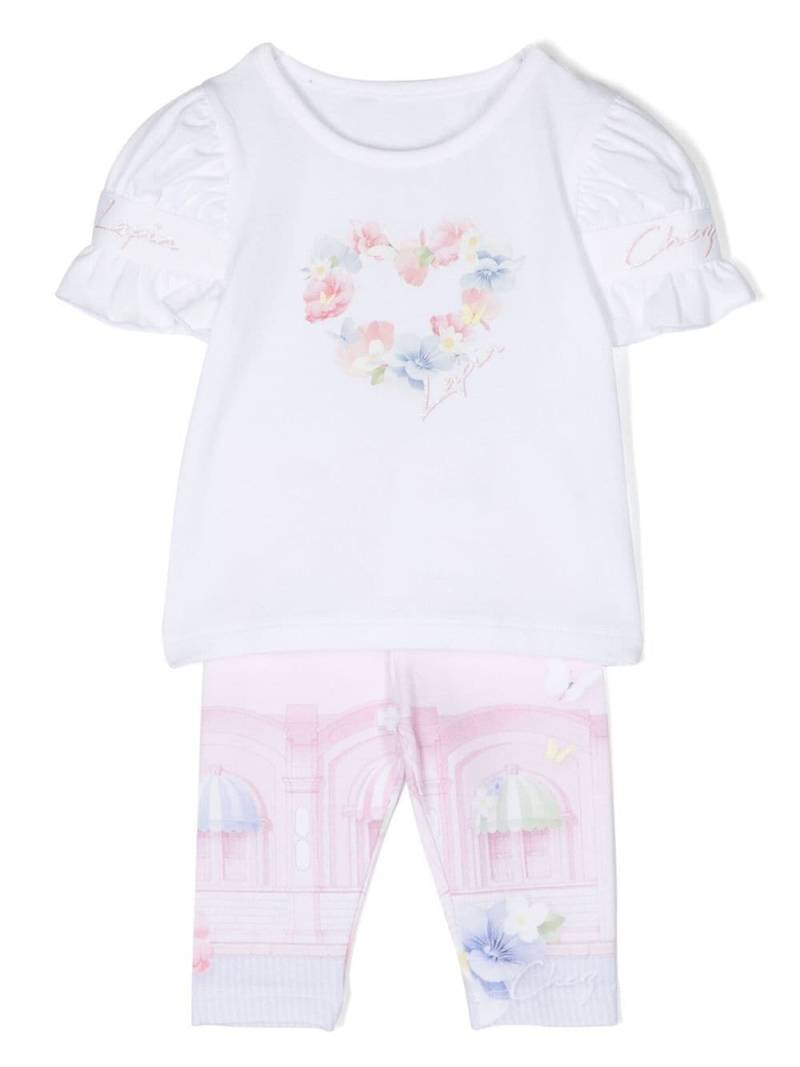 Lapin House heart-print trousers and top set - White von Lapin House