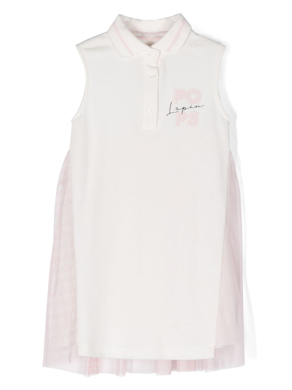 Lapin House logo-print tulle-overlay dress - White von Lapin House