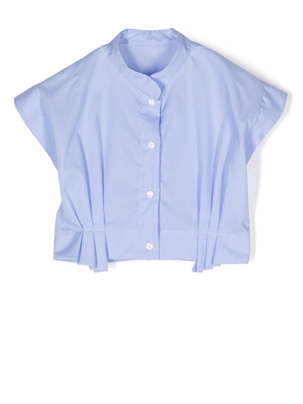 Lapin House pinstriped pleated cropped shirt - Blue von Lapin House