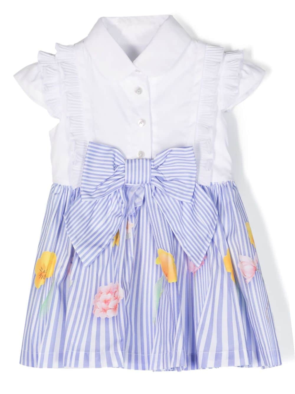 Lapin House ruffled striped dress - White von Lapin House