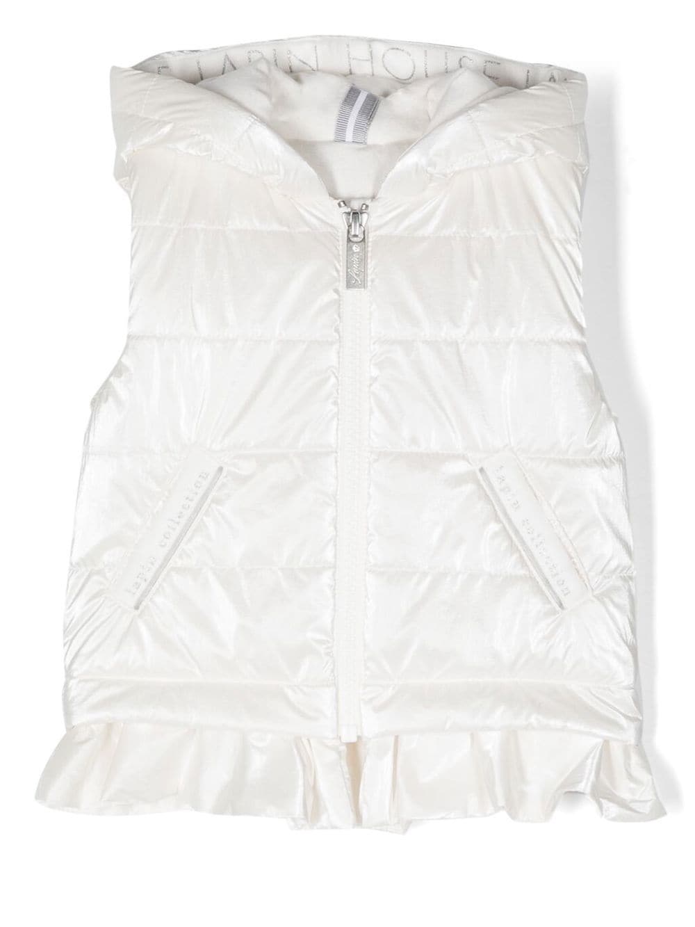 Lapin House ruffled-trim hooded gilet - White von Lapin House