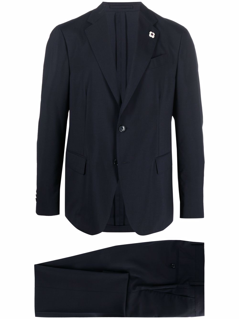 Lardini brooch-detail single-breasted suit - Blue von Lardini