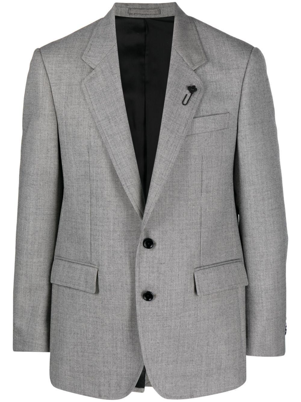 Lardini brooch-detail wool single-breasted blazer - Grey von Lardini