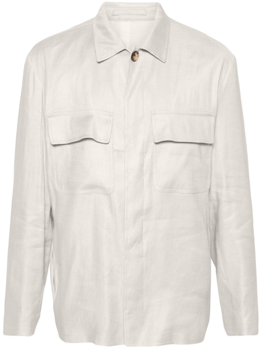 Lardini classic-collar shirt jacket - Neutrals von Lardini