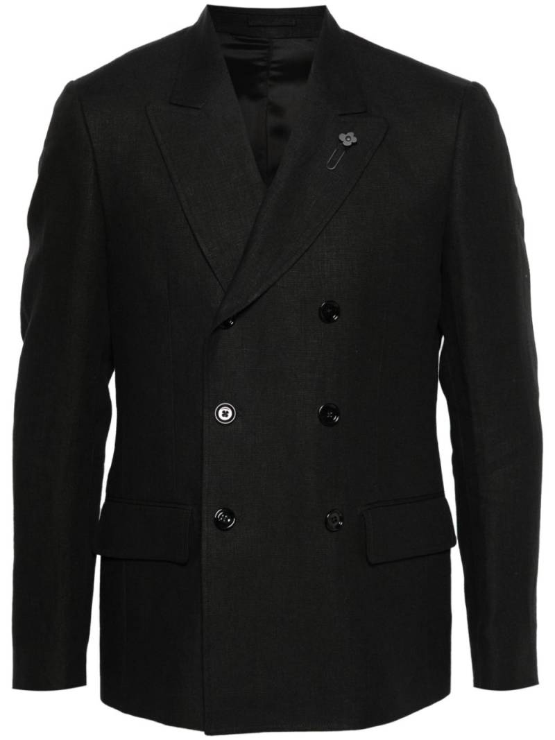 Lardini double-breasted linen blazer - Black von Lardini