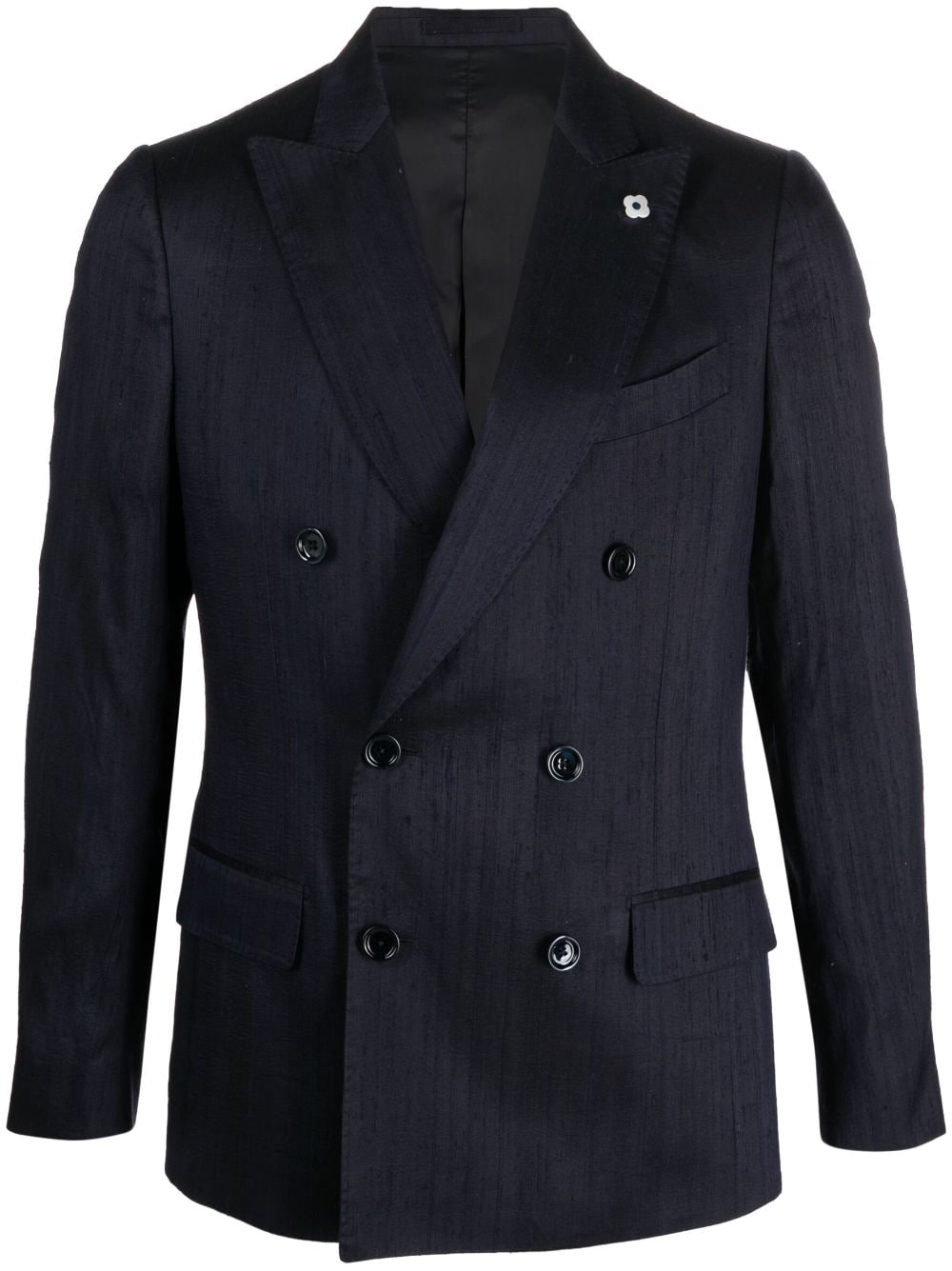 Lardini double-breasted silk blazer - Blue von Lardini