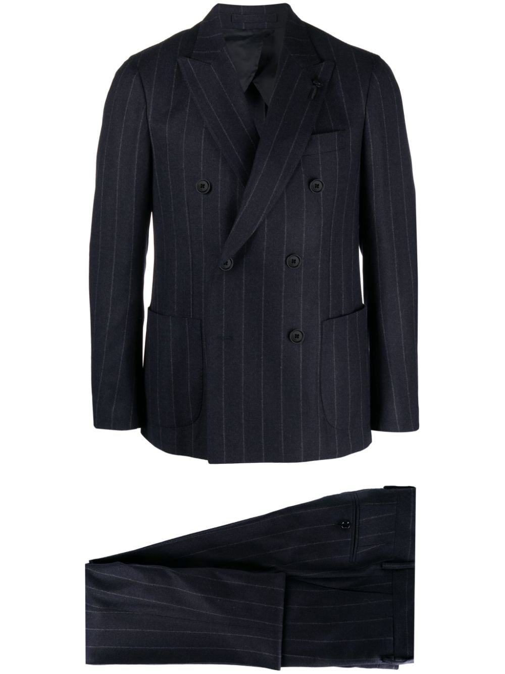 Lardini pinstripe-pattern double-breasted suit - Blue von Lardini