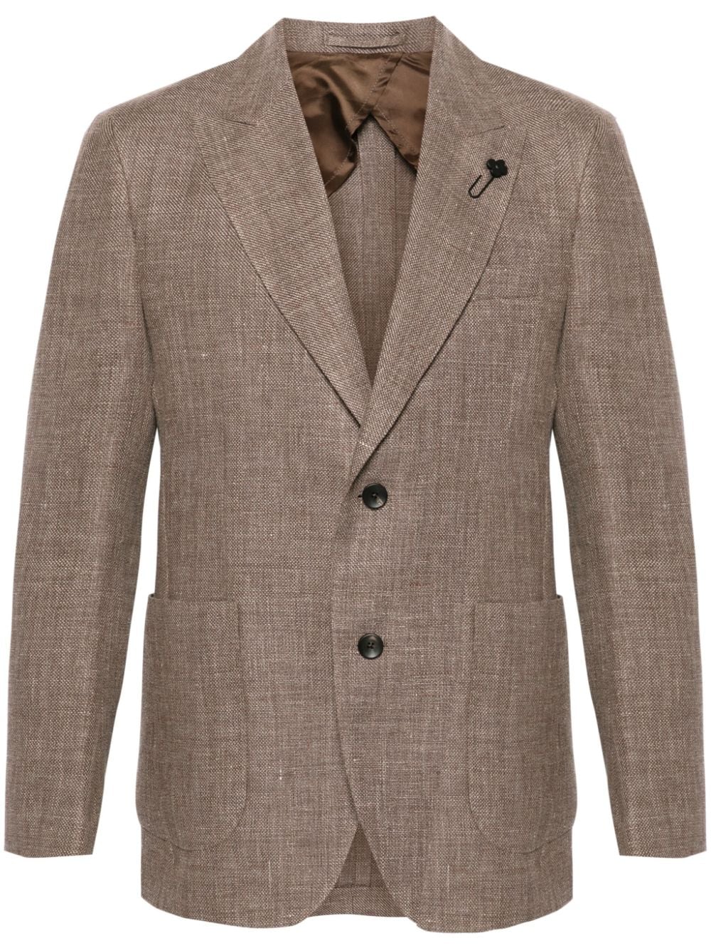 Lardini single-breasted linen blend blazer - Brown von Lardini