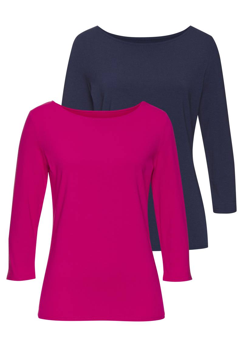 LASCANA 3/4-Arm-Shirt, (2er-Pack), aus elastischer Baumwoll-Modal-Qualität von Lascana