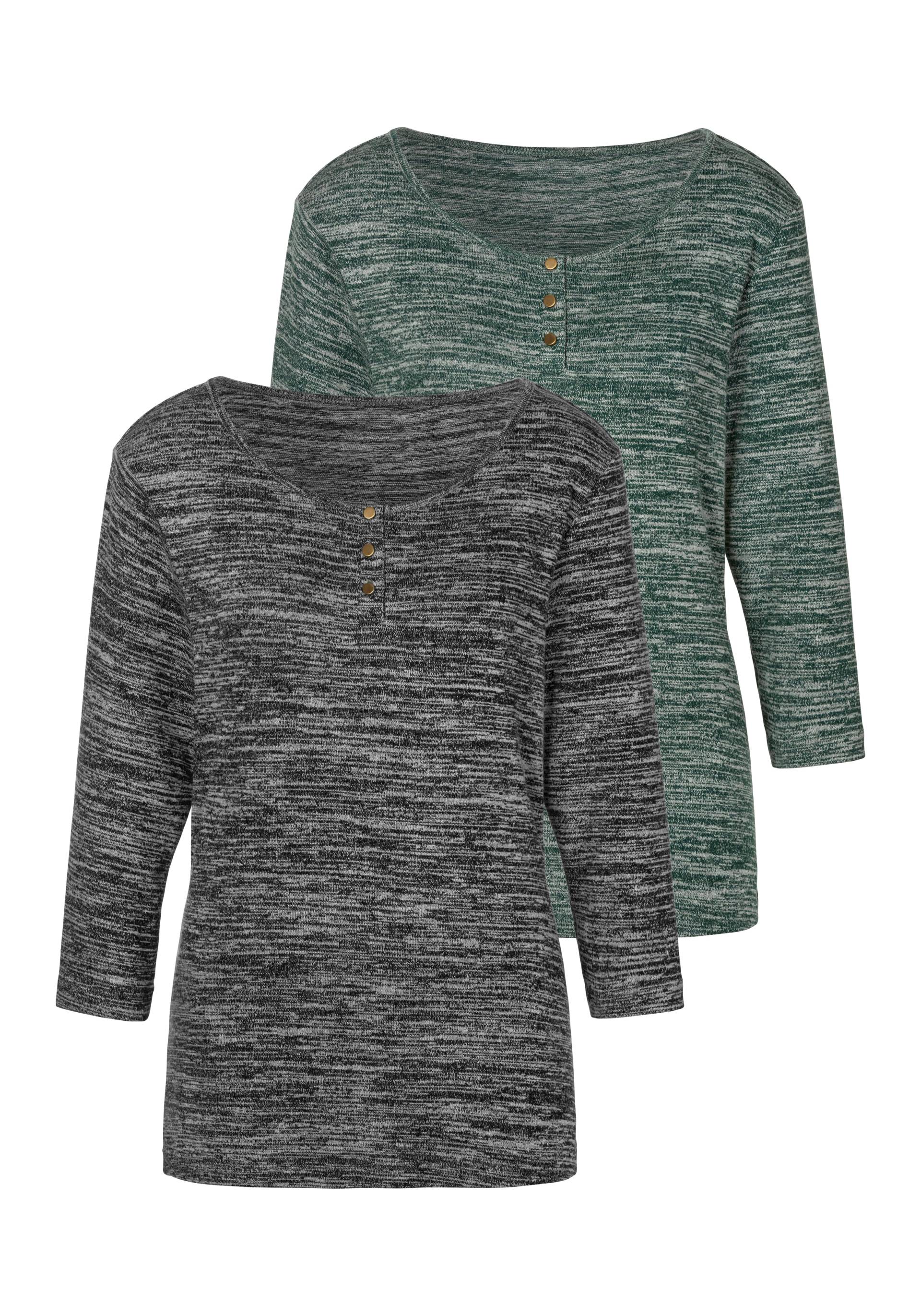 LASCANA 3/4-Arm-Shirt »mit goldfarbenen Knöpfen«, (2er-Pack), aus weicher Viskose-Qualität von Lascana