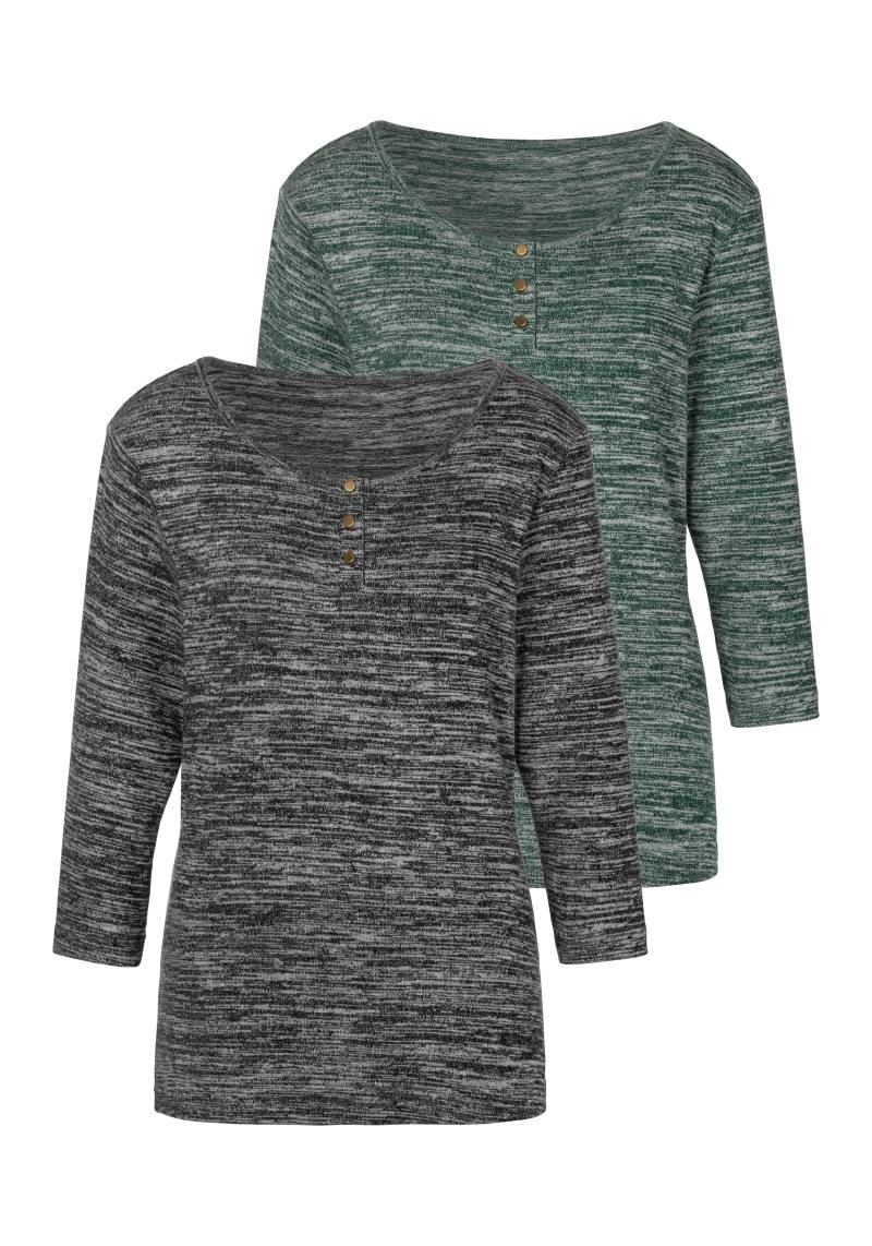 LASCANA 3/4-Arm-Shirt »mit goldfarbenen Knöpfen«, (2er-Pack), aus weicher Viskose-Qualität von Lascana