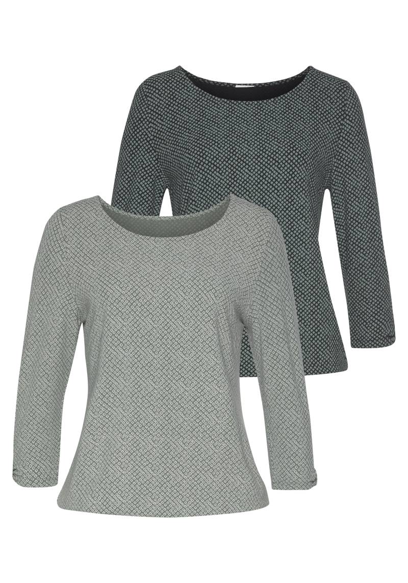 LASCANA 3/4-Arm-Shirt »mit kleinem Cut-Out am Ärmelsaum«, (2er-Pack), aus weichem Viskose-Stretch von Lascana