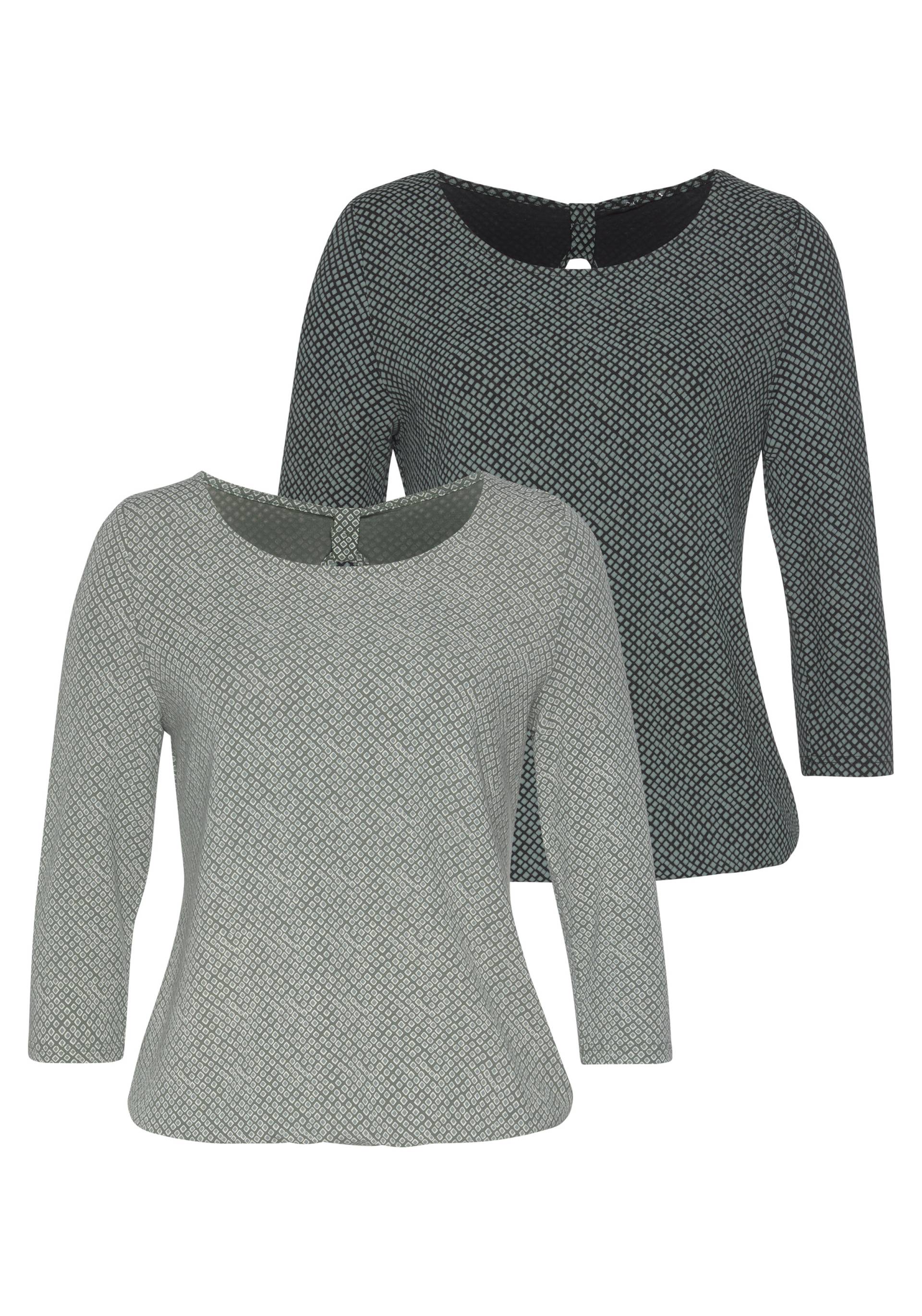 LASCANA 3/4-Arm-Shirt, (2er-Pack), mit kleinem Cut-Out im Nacken von Lascana