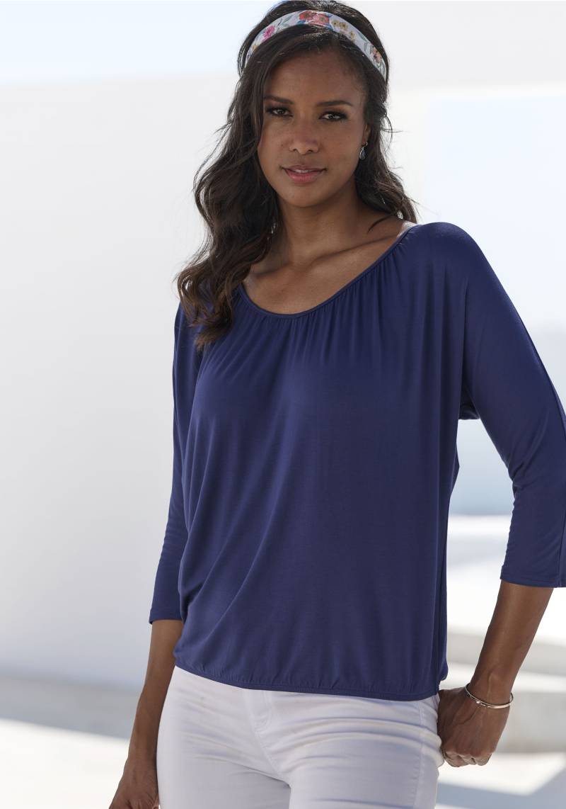 LASCANA 3/4-Arm-Shirt »mit zarter Raffung am Ausschnitt«, aus weichem Viskose-Stretch von Lascana