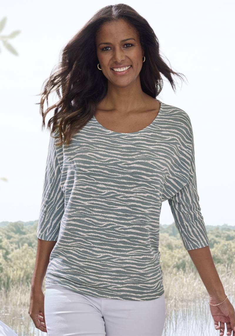 LASCANA 3/4-Arm-Shirt »mit modischem Zebra-Muster«, aus weichem Viskose-Strick von Lascana