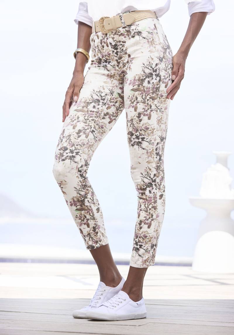 LASCANA 7/8-Jeggings, mit Blumendruck, sommerliche Skinny Jeans aus elastischem Baumwoll-Mix von Lascana
