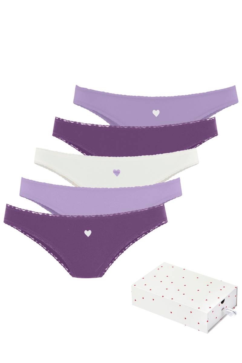 LASCANA Brasilslip, (5er-Pack), mit süssen Herzchen-Prints und aus elastischer Baumwoll-Qualität von Lascana