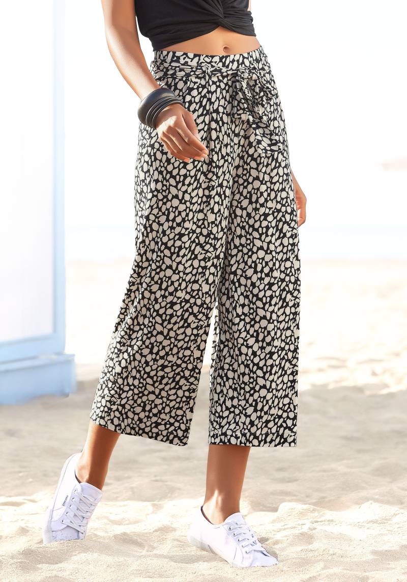 LASCANA Culotte, (mit Bindegürtel), und Alloverdruck, 7/8-Länge, elastischer Bund, Sommerhose von Lascana