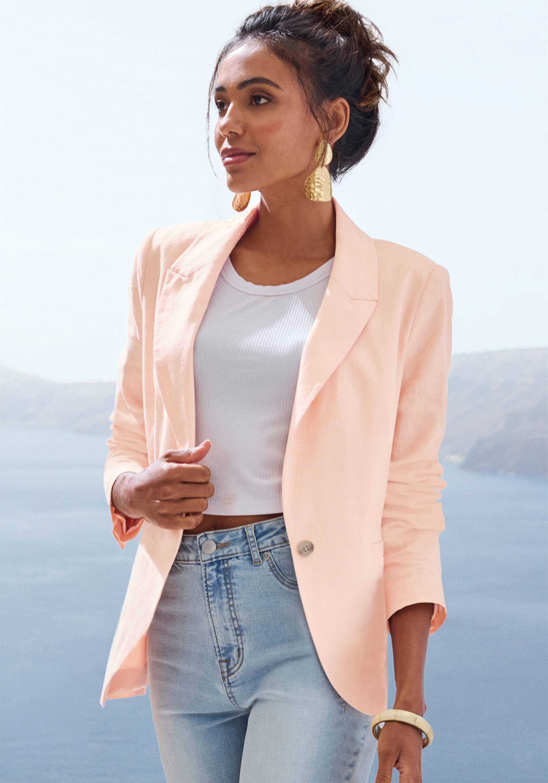 LASCANA Jackenblazer, aus Leinenmix, Damenblazer mit Reverskragen, Business-Look von Lascana