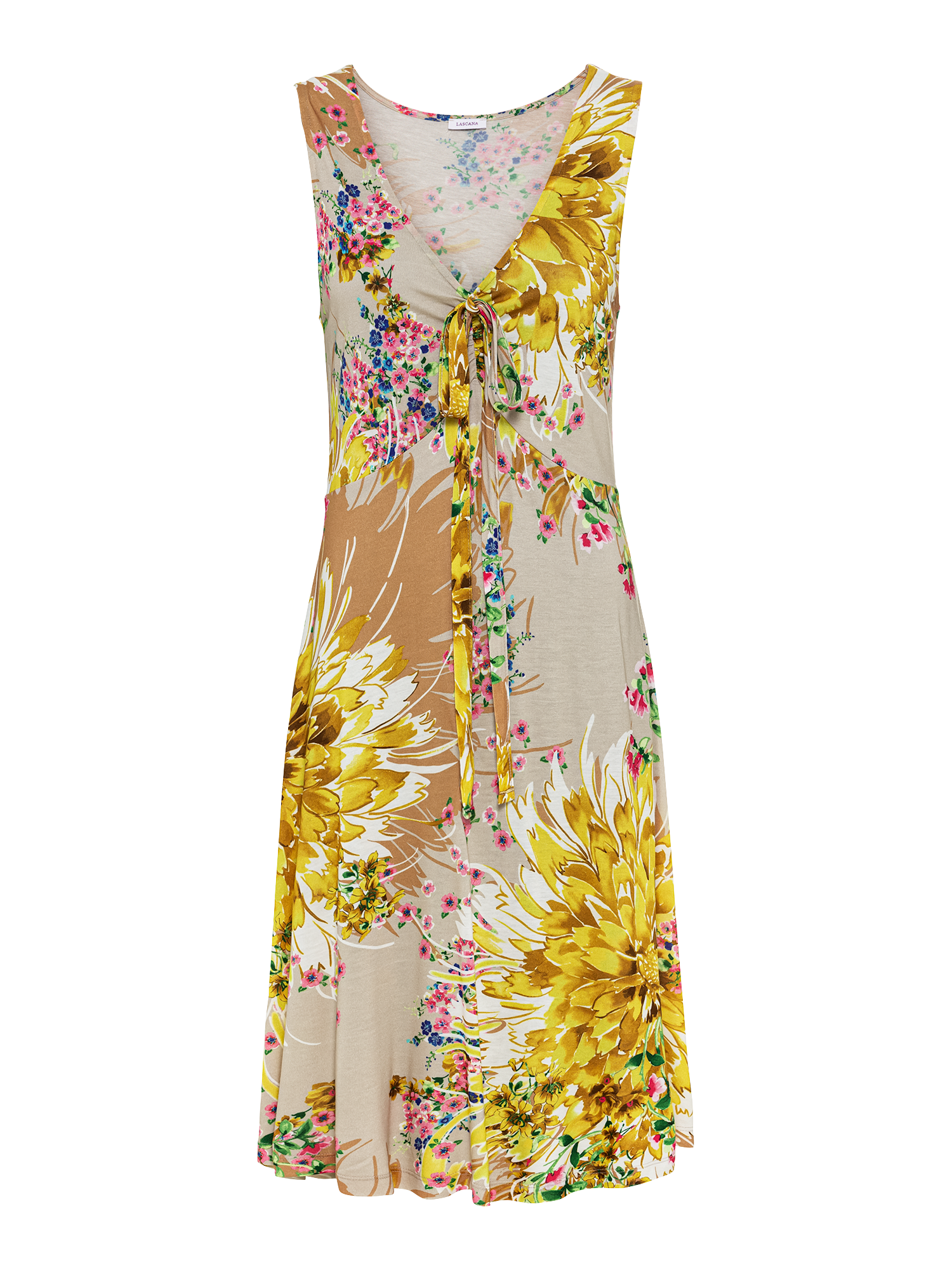 LASCANA Jerseykleid, mit Alloverdruck und Bindeband, Trägerkleid, Strandkleid, sommerlich LASCANA Jerseykleid, mit Alloverdruck und Bindeband, Trägerkleid, Strandkleid, sommerlich von Lascana